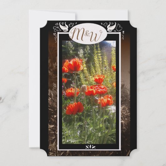 Monogram rode papavervleugels save the date (Voorkant)