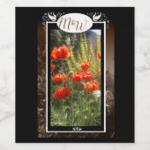 Monogram rode papavervleugels wijn etiket (Enkel label)