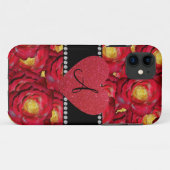 Monogram rode roodhars Case-Mate iPhone case (Achterkant (horizontaal))