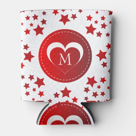 Monogram rode sterren en hart blikjeskoeler (Voorkant)