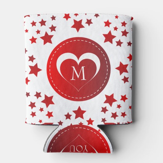 Monogram rode sterren en hart blikjeskoeler (Achterkant)