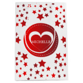 Monogram rode sterren en hart medium cadeauzakje (Voorkant)