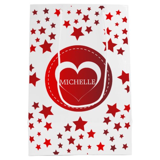 Monogram rode sterren en hart medium cadeauzakje (Achterkant)