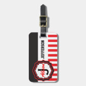 Monogram - Rode strepen Bagagelabel (Voorkant verticaal)