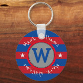 monogram rode strepen - gepersonaliseerd sleutelhanger (Voorkant)