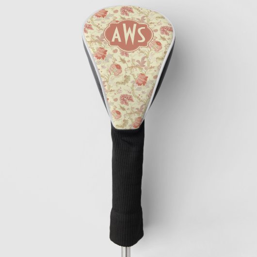  monogram rode tulpen en hydrangea golfheadcover (Voorkant)