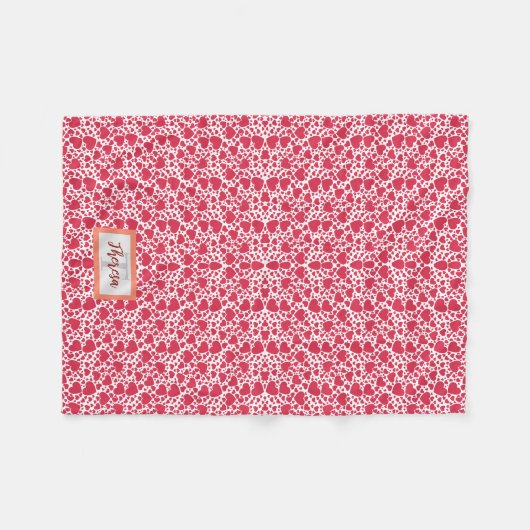 Monogram rode Valentijn hartpatroon Fleece Deken (Voorkant (Horizontaal))