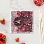 Monogram Rode Vintage Bloemen Servetten 2 (Insitu)