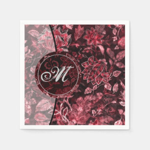 Monogram Rode Vintage Bloemen Servetten 2