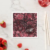Monogram Rode Vintage Bloemenservetten Servet (Insitu)