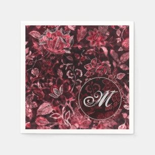 Monogram Rode Vintage Bloemenservetten Servet