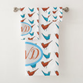 Monogram rode vogel bad handdoek (Insitu)
