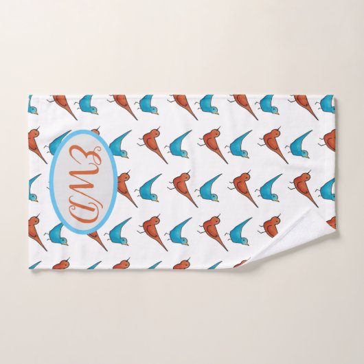Monogram rode vogel bad handdoek (Handdoek)