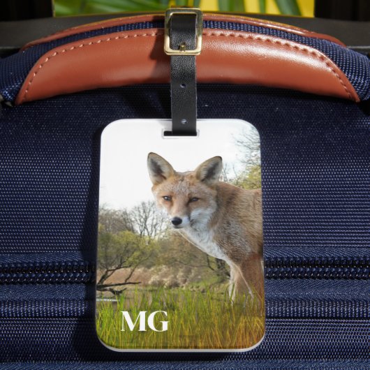 Monogram Rode Vos Natuur en Wilde Dieren Bagagelabel (Voorkant Insitu 2)