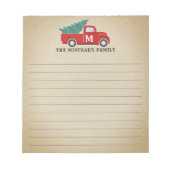 Monogram  Rode Vracht over Kraft Paper Notitieblok (Voorkant)