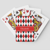 Monogram Rode Wht Black Harlequin Red Ribbon Pokerkaarten (Achterkant)