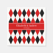 Monogram Rode Wht Black Harlequin Red Ribbon Servetten (Voorkant)