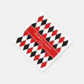 Monogram Rode Wht Black Harlequin Red Ribbon Servetten (Hoek)