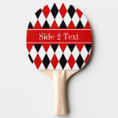 Monogram Rode Wht Black Harlequin Red Ribbon Tafeltennisbatje (Achterkant)