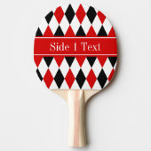 Monogram Rode Wht Black Harlequin Red Ribbon Tafeltennisbatje (Voorkant)