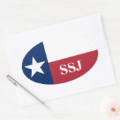 Monogram Rode Wit Blau Texas Vlag Ovale Sticker (Envelop)