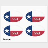 Monogram Rode Wit Blau Texas Vlag Ovale Sticker (Vel)