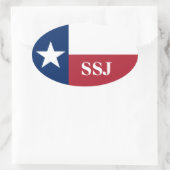Monogram Rode Wit Blau Texas Vlag Ovale Sticker (Tas)
