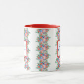 Monogram rode witte en blauwe naam op 4 juli mok (Midden)