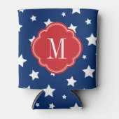 Monogram rode witte en blauwe patriottische sterre blikjeskoeler (Voorkant)