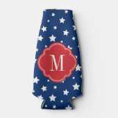 Monogram rode witte en blauwe patriottische sterre flesjeskoeler (Voorkant)