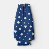 Monogram rode witte en blauwe patriottische sterre flesjeskoeler (Achterkant)