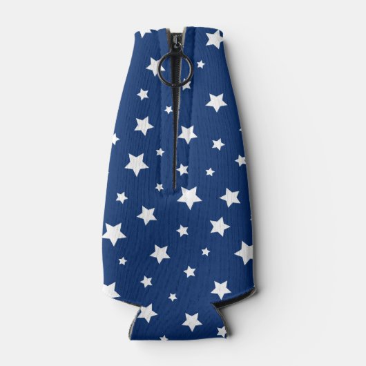 Monogram rode witte en blauwe patriottische sterre flesjeskoeler (Achterkant)