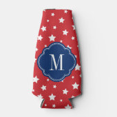Monogram rode witte en blauwe patriottische sterre flesjeskoeler (Voorkant)
