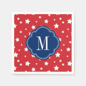 Monogram rode witte en blauwe patriottische sterre servetten (Voorkant)