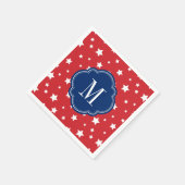 Monogram rode witte en blauwe patriottische sterre servetten (Hoek)