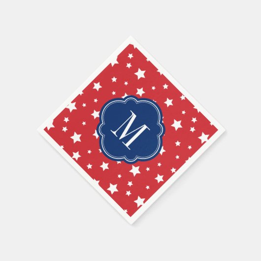 Monogram rode witte en blauwe patriottische sterre servetten (Hoek)