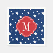 Monogram rode witte en blauwe patriottische sterre servetten (Voorkant)