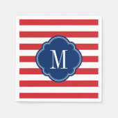 Monogram rode witte en blauwe patriottische strepe servet (Voorkant)