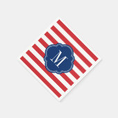 Monogram rode witte en blauwe patriottische strepe servet (Hoek)