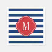 Monogram rode witte en blauwe patriottische strepe servetten (Voorkant)