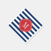 Monogram rode witte en blauwe patriottische strepe servetten (Hoek)