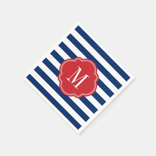 Monogram rode witte en blauwe patriottische strepe servetten (Hoek)