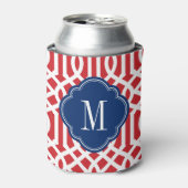 Monogram rode witte en blauwe Trellis Blikjeskoeler (Blikje Voorkant)