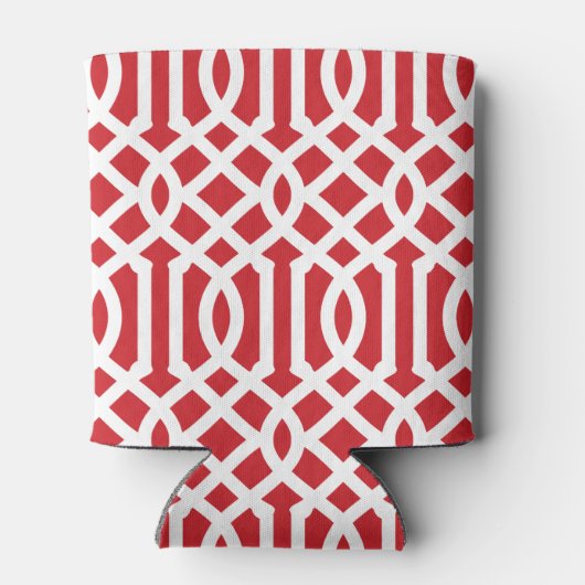 Monogram rode witte en blauwe Trellis Blikjeskoeler (Achterkant)