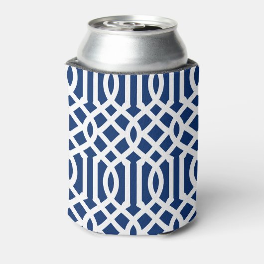 Monogram rode witte en blauwe Trellis Blikjeskoeler (Blikje Achterkant)