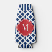 Monogram rode witte en blauwe Trellis Flesjeskoeler (Voorkant)