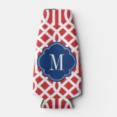 Monogram rode witte en blauwe Trellis Flesjeskoeler (Voorkant)