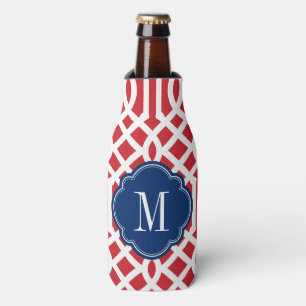 Monogram rode witte en blauwe Trellis Flesjeskoeler