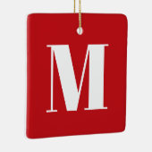 Monogram rode witte initiaal Kerstmis Keramisch Ornament (Rechts)