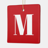 Monogram rode witte initiaal Kerstmis Keramisch Ornament (Links)